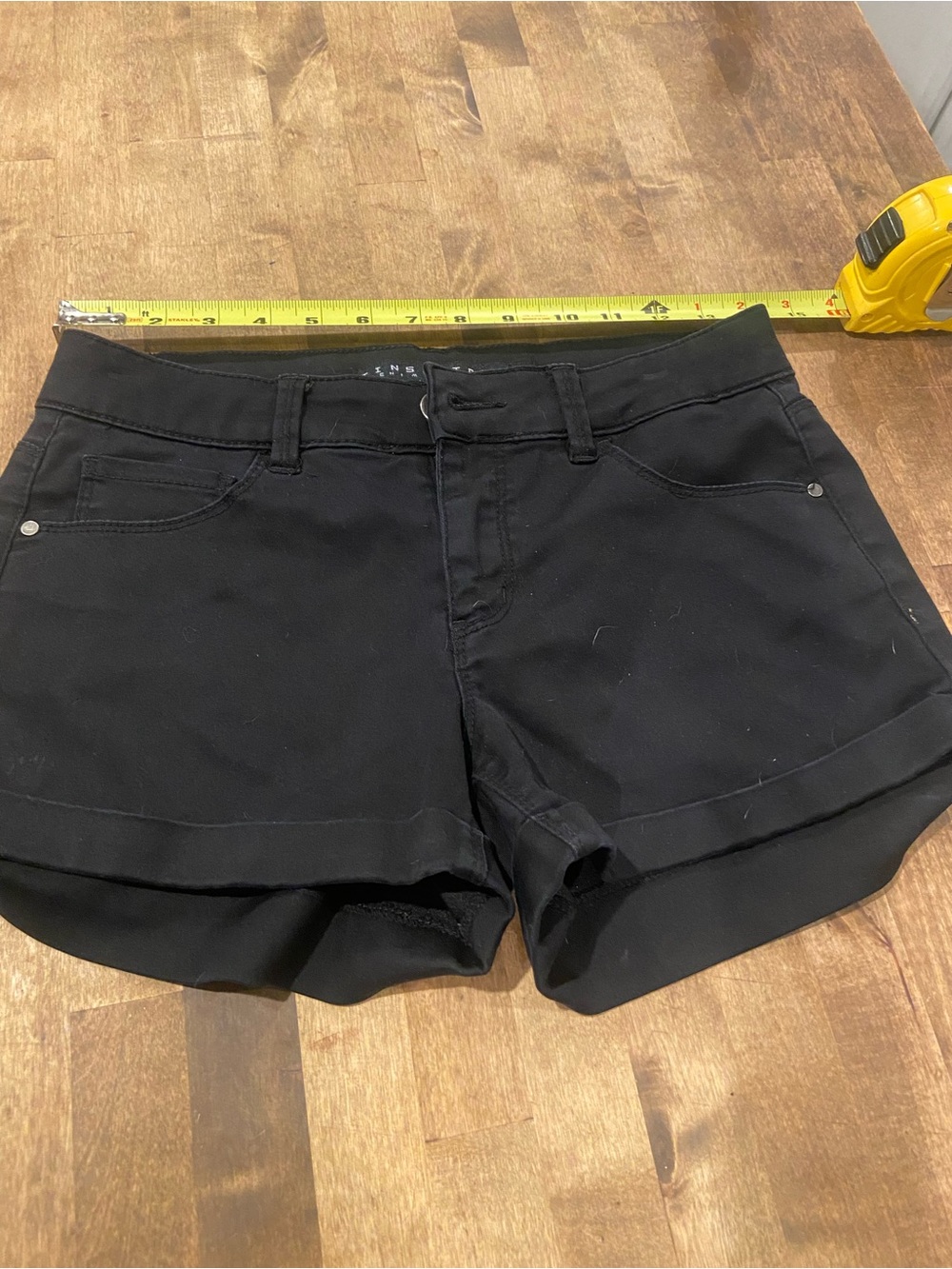 Tinseltown Black Women's Denim Roll-Hem Shorts